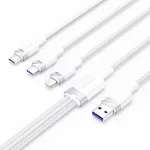 Vention USB-A 2.0/M -> USB-C/Lightning/Micro USB-B, 1,5m,(fehér,6A,3in1), kábel