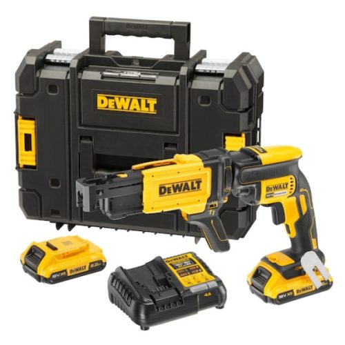 DEWALT Gipszkartoncsavarozó, 18V, XR, 2x2Ah akku, töltő,