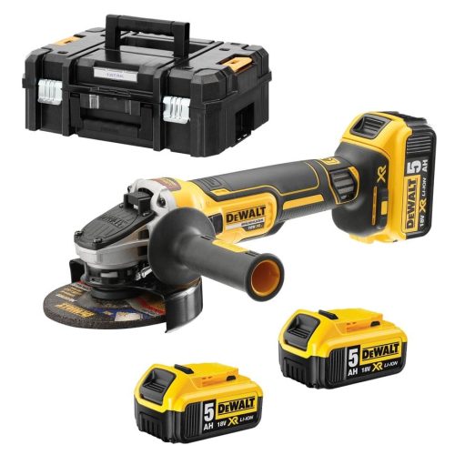 DEWALT Sarokcsiszoló, 18V XR, kefe nélküli, 3x5Ah