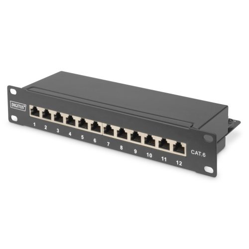 DIGITUS DN-91612S Cat.6 12port asztali fekete árnyékolt patch panel