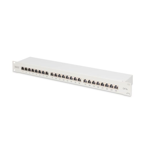 DIGITUS DN-91624S-EA 19 1U 24port Cat.6A kompakt szürke árnyékolt patch panel