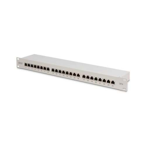 DIGITUS DN-91624S 19 1U 24port Cat.6 kompakt szürke árnyékolt patch panel