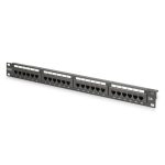 DIGITUS DN-91624U-CR 19 1U 24port Cat.6 kompakt fekete árnyékolatlan patch panel