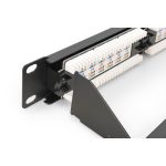 DIGITUS DN-91624U-CR 19 1U 24port Cat.6 kompakt fekete árnyékolatlan patch panel