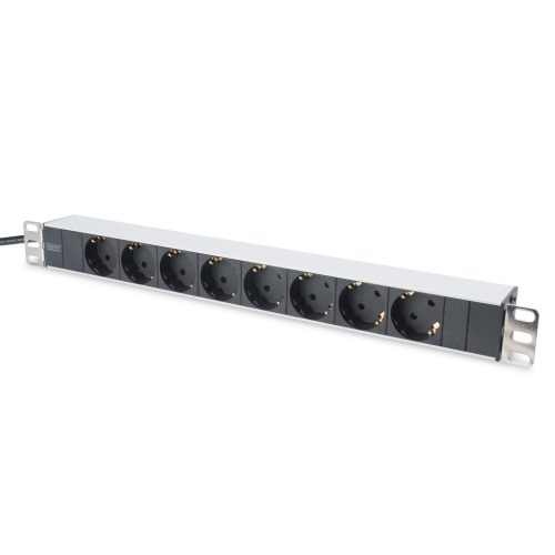DIGITUS DN-95401 19 1U PDU 8xCEE 7/3 schuko aljzat CEE7/7 csatlakozó 2m elosztósor