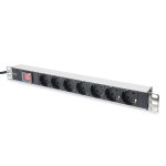 DIGITUS DN-95402 19 1U rack alumínium 7xSchuko dugaljas kapcsolós hálózati elosztó