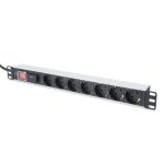 DIGITUS DN-95407 19 1U PDU 7xCEE 7/3 schuko aljzat CEE7/7 csatlakozó 2m túlfeszültségvédett elosztósor