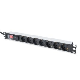   DIGITUS DN-95407 19 1U PDU 7xCEE 7/3 schuko aljzat CEE7/7 csatlakozó 2m túlfeszültségvédett elosztósor