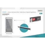 DIGITUS DN-95407 19 1U PDU 7xCEE 7/3 schuko aljzat CEE7/7 csatlakozó 2m túlfeszültségvédett elosztósor