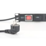 DIGITUS DN-95407 19 1U PDU 7xCEE 7/3 schuko aljzat CEE7/7 csatlakozó 2m túlfeszültségvédett elosztósor