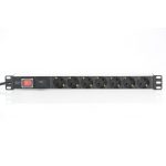 DIGITUS DN-95407 19 1U PDU 7xCEE 7/3 schuko aljzat CEE7/7 csatlakozó 2m túlfeszültségvédett elosztósor