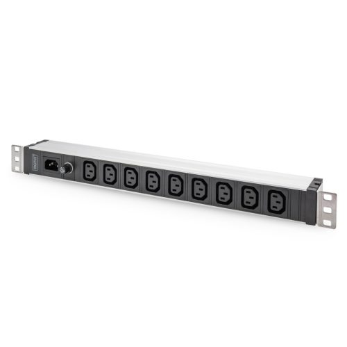 DIGITUS DN-95429 19"" 1U PDU 230V 10A 9xIEC C13 aljzat IEC C14 csatlakozó 2m elosztósor