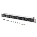 DIGITUS DN-95429 19"" 1U PDU 230V 10A 9xIEC C13 aljzat IEC C14 csatlakozó 2m elosztósor