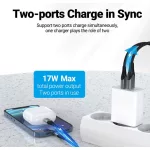 Vention USB-A+C (2port, 18W/20W,fehér), töltő