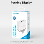 Vention USB-C*2+A (3port,GAN,100W/100W/30W,fehér), töltő