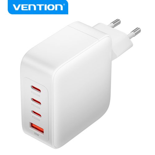 Vention 4-port USB-C+C+C+A (140W/140W/30W/18W 4-portos, GaN, fehér),1,5m, töltő