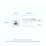 Vention USB-C+A (30W/30W, 2-portos, fehér, GaN), töltő
