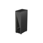 Lanberg FF01-6042-12B 19 42U SZÉL:600mm MÉLY:1000mm MAG:2047mm lapraszerelt üvegajtós fekete szerver szekrény