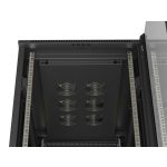 Lanberg FF01-6042-12B 19 42U SZÉL:600mm MÉLY:1000mm MAG:2047mm lapraszerelt üvegajtós fekete szerver szekrény