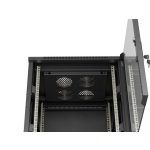 Lanberg FF01-6615-12B 19 15U SZÉL:600mm MÉLY:600mm MAG:848mm lapraszerelt üvegajtós fekete álló rack szekrény