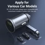 Vention USB-A+C (2port,18/20W, szürke, szivargyújtós), töltő
