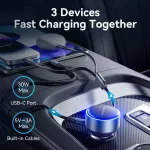 Vention USB-C*2+Lightning (3port,30W, szivargyújtós), töltő