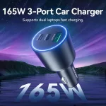 Vention USB-A+C*2 (3port,100/75/36W, fekete,szivargyújtós), töltő