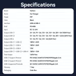 Vention USB-A+C*2 (3port,100/75/36W, fekete,szivargyújtós), töltő