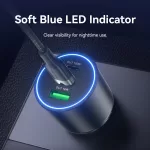 Vention USB-A+C*2 (3port,100/30/18W, fekete,szivargyújtós), töltő