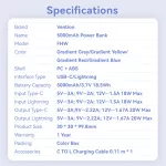 Vention FHWY0 5000mah, 20W, powerbank