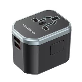   Vention USB-C+A+A (3port,20W/18W/18W, fekete,travel), töltő