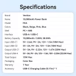 Vention FKAB0-C 10000mah, (fekete,22,5W) , powerbank