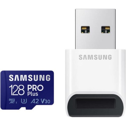 SAMSUNG SD káryta, 128GB, PRO PLUS, olvasó, Blue Wave