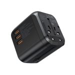 Choetech USB-C+A*3 (4port,30W, fekete, travel, US,UK,EU,AU), töltő