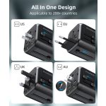 Choetech USB-C+A*3 (4port,30W, fekete, travel, US,UK,EU,AU), töltő