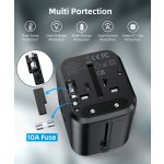 Choetech USB-C+A*3 (4port,30W, fekete, travel, US,UK,EU,AU), töltő