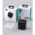 Choetech USB-C+A*3 (4port,30W, fekete, travel, US,UK,EU,AU), töltő