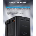 Choetech USB-C*2+A (65W, fekete, travel, US,UK,EU,AU), töltő