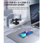 Choetech USB-C*2+A (65W, fekete, travel, US,UK,EU,AU), töltő