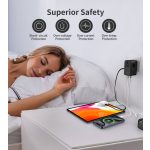 Choetech USB-C*2+USB-A*2 (45W,fekete,travel,USB-C kábellel, US,UK,EU,AU), töltő