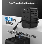 Choetech USB-C*2+USB-A*2 (45W,fekete,travel,USB-C kábellel, US,UK,EU,AU), töltő