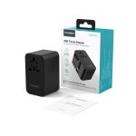 Choetech USB-C*2+USB-A*2 (45W,fekete,travel,USB-C kábellel, US,UK,EU,AU), töltő