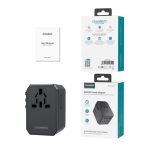 Choetech USB-C*2+A*2 (45W, fekete, travel, US,UK,EU,AU), töltő