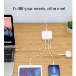 Choetech 4-port 2*USB-C+2*USB-A (4port,asztali,100W,fehér,GAN), töltő