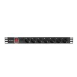Lanberg PDU-07F-0200-IEC-BK 19 1U 7xSchuko aljzat C14 csatlakozóvéggel 2m fekete elosztósor kapcsolóval