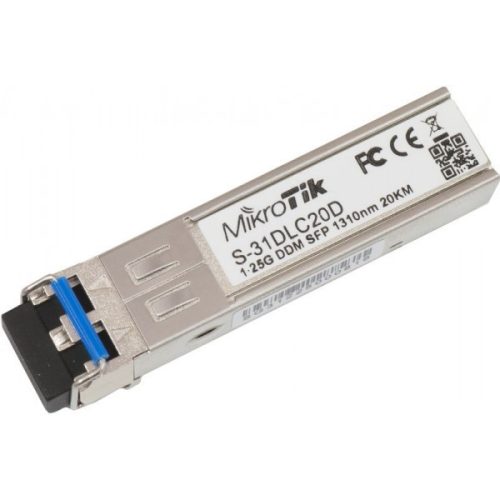 MikroTik S-31DLC20D 1.25G LC Single Mode 1310nm 20km SFP modul