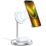 Choetech 2-1ben (álló, vezeték nélküli,mágneses,ezüst), töltő