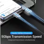 Vention USB-C 3.1/M -> USB-C 3.1/M,  (szövet, szürke), 0,5m, kábel