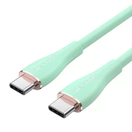   Vention USB-C 2.0/M -> USB-C 2.0/M,  (5A,szilikon,zöld), 1,5m, kábel