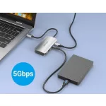 Vention USB-C -> USB3.0*3/Gigabit Ethernet/PD, 0,15m (szürke fémszerű), Hub
